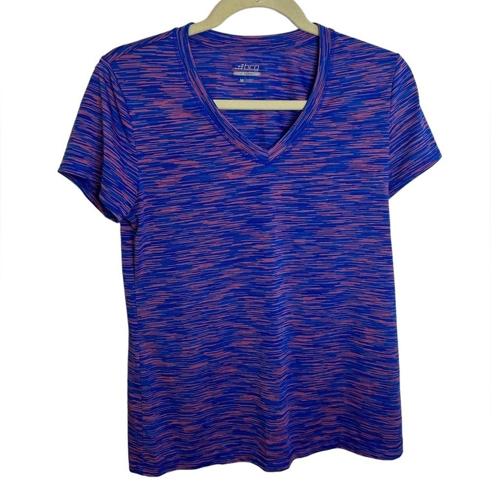BCG BLUE SPACE DYE V-NECK ACTIVE TEE